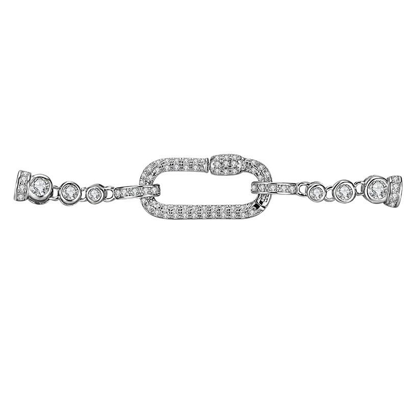 

S925 Sterling Silver Rectangle Sweater Chain Clasp Necklace & Bracelet with Beads