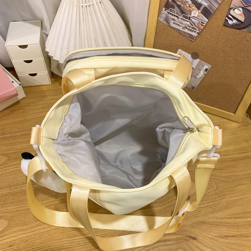 Solid Color Transparent Crossbody Bag Student Handbag Women's Large Capacity Shoulder Tote Bag with Pen Bag