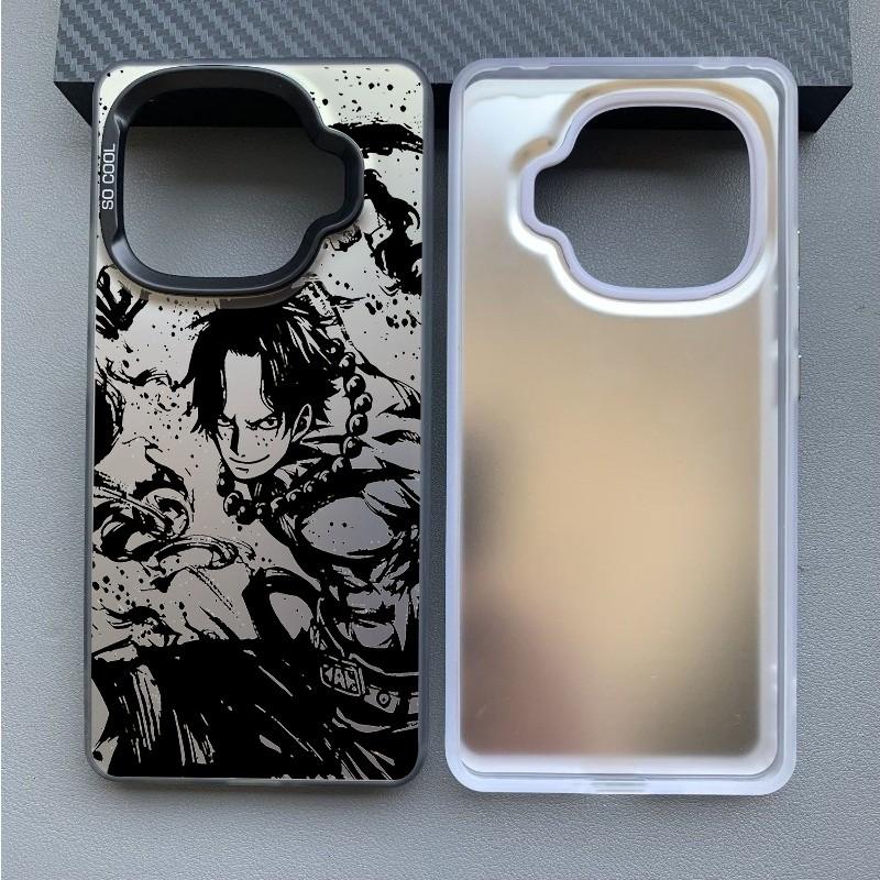 Modetrend Anime One Piece Tuschemalerei Zoro ACE Bunt Mattiert Laser Vollabdeckung PC Stoßfeste Handyhülle für IQOO Z9 Turbo Z9X