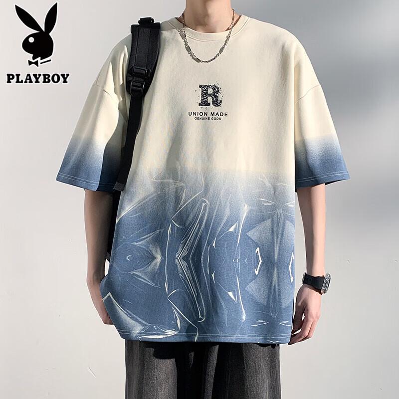 Playboy Men s Ice Silk Gradient Loose Fit T-shirt L