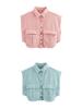 Women's Patchwork Irregular Polo Collar Denim Cardigan Top
