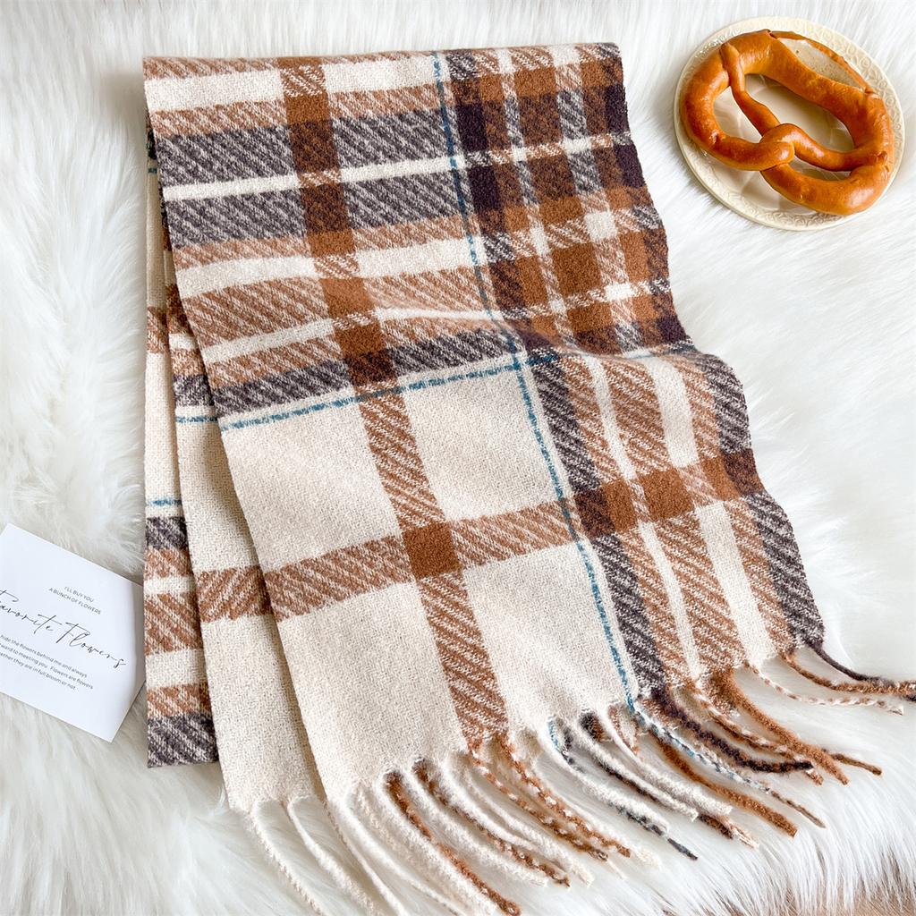 New Women Cold-Proof Winter Warm Scarf Stripe Thick Fashion Luxury Designer Shawls Tassels Pashmina Cashmere Foulard