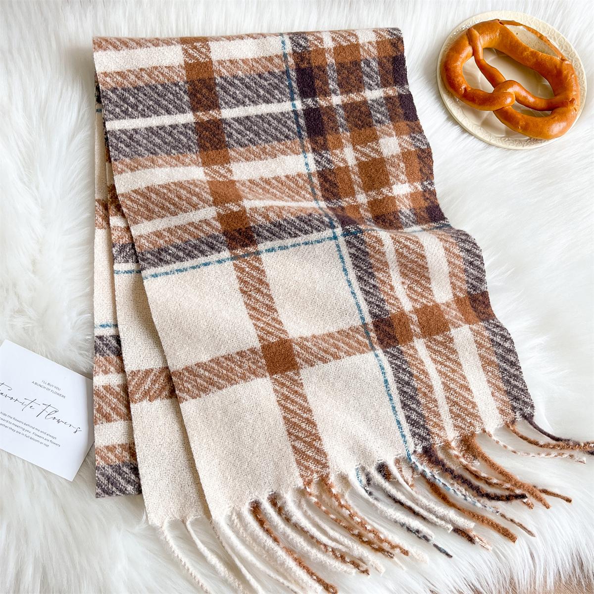 

New Women Cold-Proof Winter Warm Scarf Stripe Thick Fashion Luxury Designer Shawls Tassels Pashmina Cashmere Foulard 30x180cm