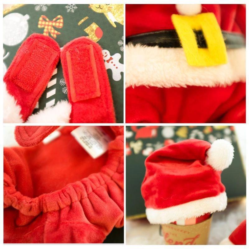 Kitten Christmas Costume Santa Claus Hat & Coat Outfit Suit Fashion Pet Dog Jackets Red Hat Winter Clothes Photo Props