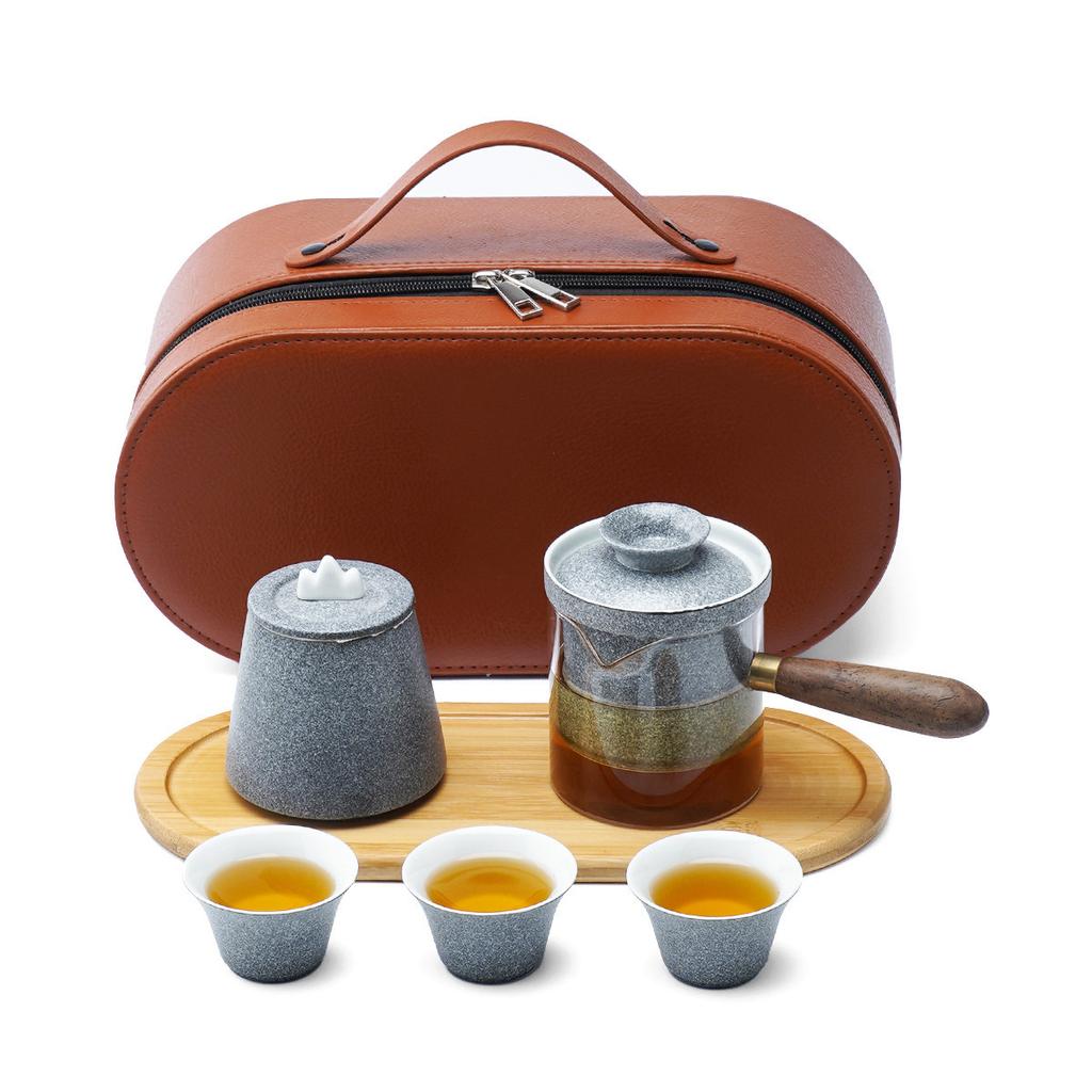 Portable Travel Tea Set for Company Annual Meeting, Quick Tea Cup Small Set, Outdoor and Home Use Kung Fu Tea Cup Teapot Gift
