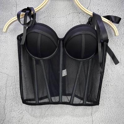 Camisolă tip bandaj tub stil francez pentru femei, top sexy cu talie tip os de pește, cu căptușeală interioară și exterioară