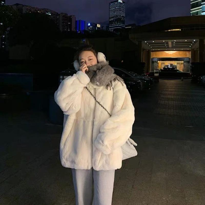 Imitation Lamb Plush Fur Coat for Women Medium To Long Korean Version Loose and Thick Mink Fur Fur Coat