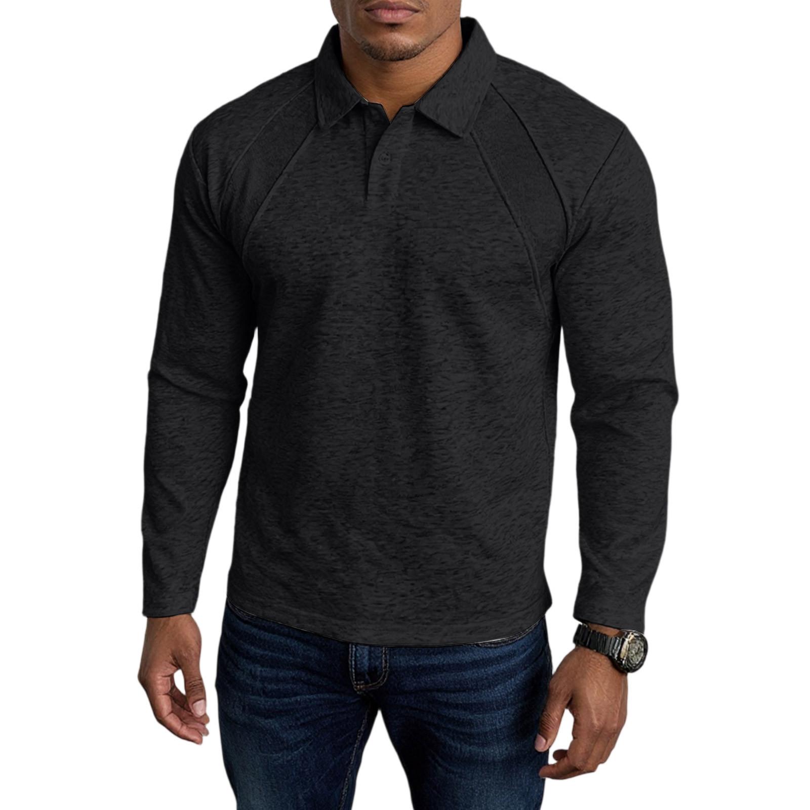 

Splicing Collar Sweatshirt Loose Long Sleeved T-Shirt Fashionable Top L чорний