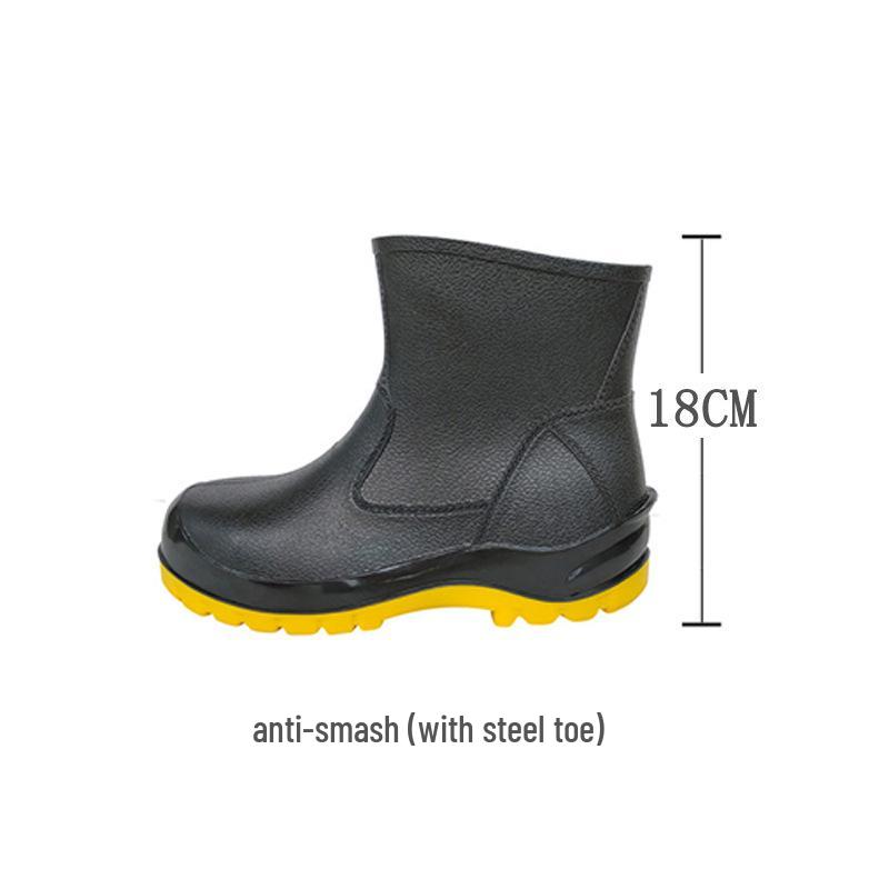 PVC Steel Toe Safety Boots: Anti-static, Acid & Alkali Resistant, Non-slip, Wear-resistant, Anti-smash, Breathable and Penetration-resistant.