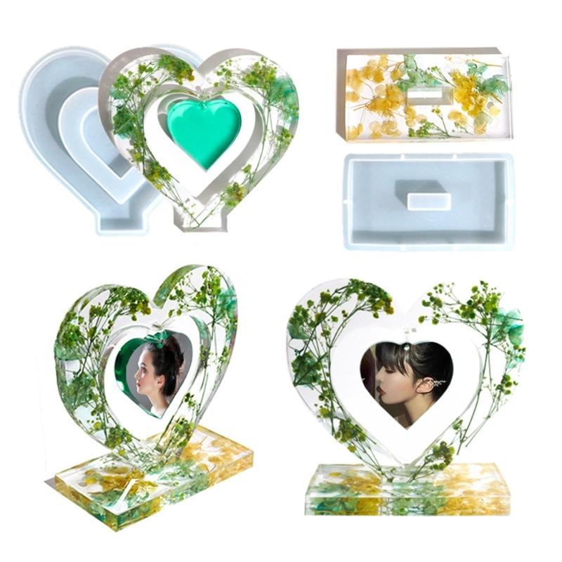Heart Photo Frame Silicone Mold DIY Craft Epoxy Resin Casting Molds Ornaments Colorful Chain Jewelry Making Tool Supply