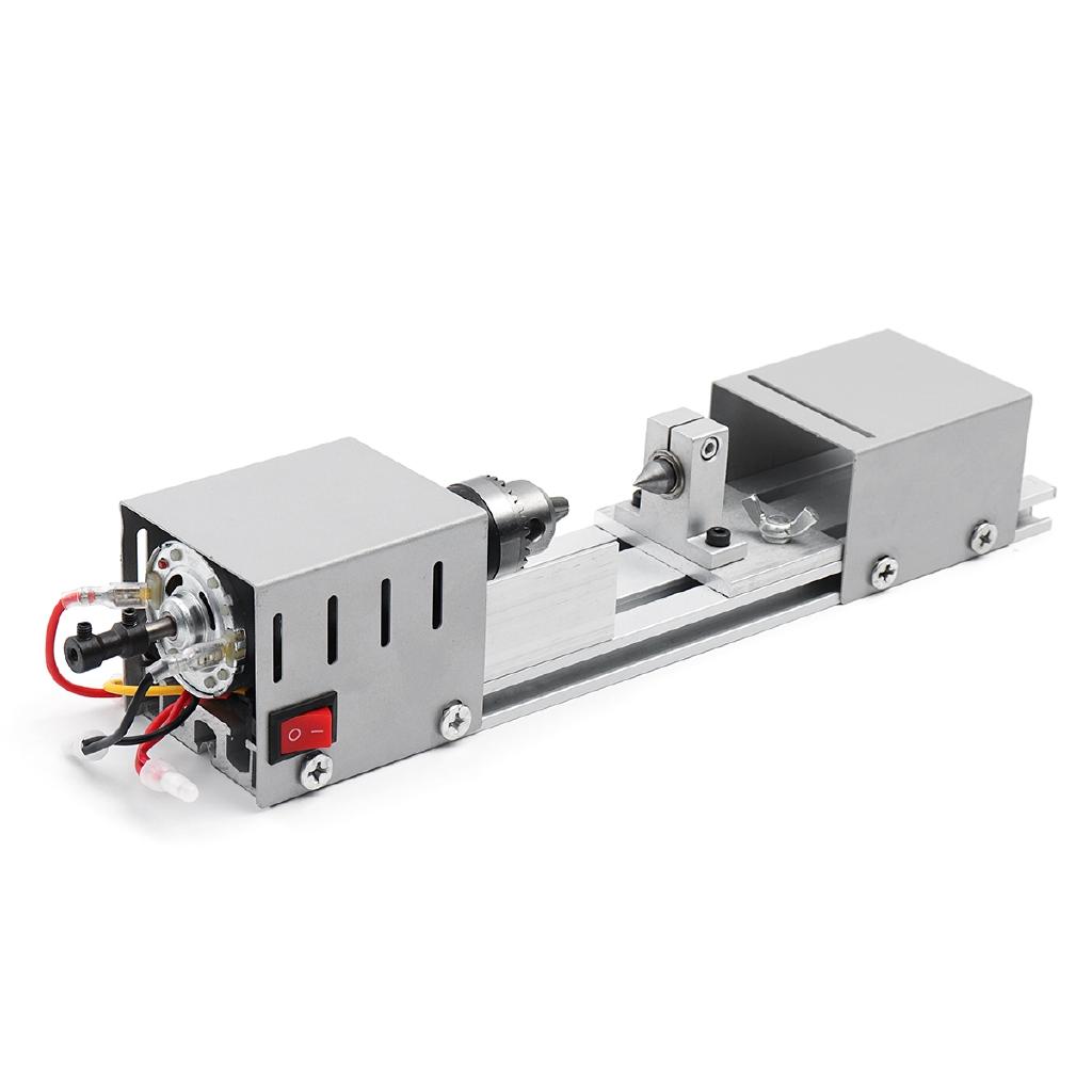 DC 12-24V Mini Lathe Beads Machine Woodwork DIY Lathe Standard Set with Carving Cutter Wood Lathe
