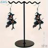 Fashionable and Creative Cartoon Witch Pendant Earrings, Halloween Dark and Sexy Wizard Pendant Earrings