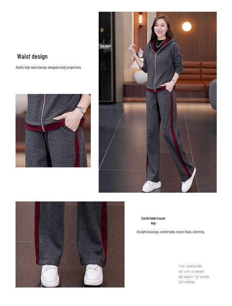 Tuta sportiva casual da donna Inverno 2025: Completo Giacca Calda con Cappuccio e Pantaloni Lunghi in Velluto #895.