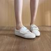 Sheepskin Version~ Retro Versatile Matte Soft Leather Flat Bottom Women's Velcro Round Head Deep Mouth Sports and Leisure Shoes