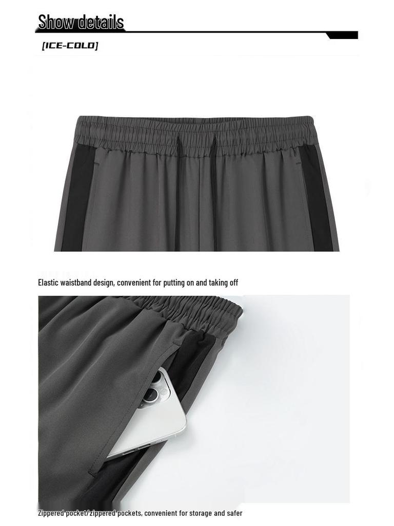 Men's Summer Ice Silk Quick-Dry Loose Fit Sports Shorts - Breathable, Casual, Plus Size.
