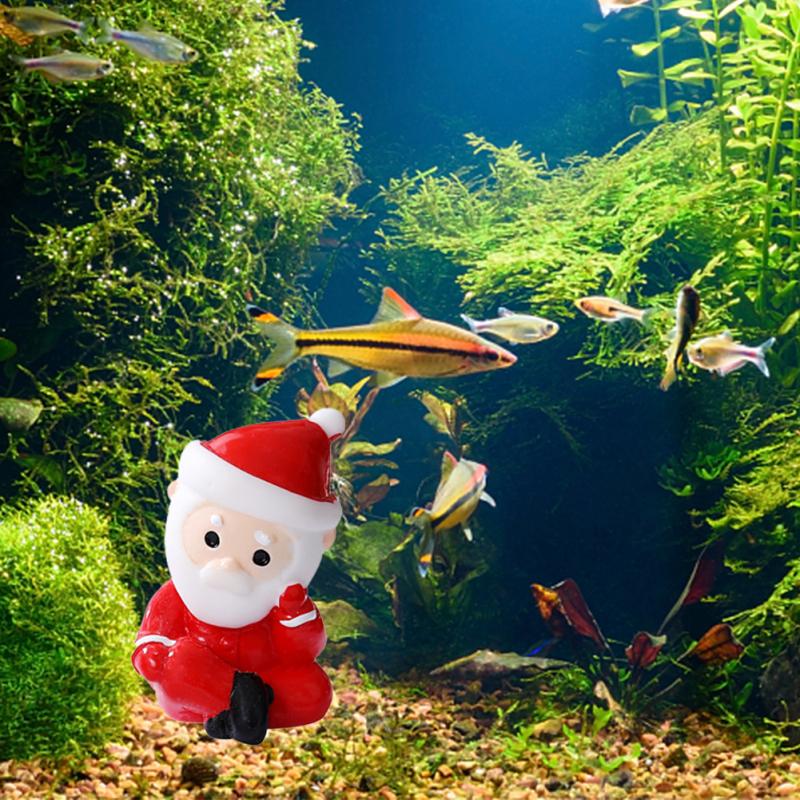 Weihnachtsdekoration aus Kunstharz Ornamente Niedliche Weihnachtsmannfiguren Mikrolandschaft Geschenk für Aquarium