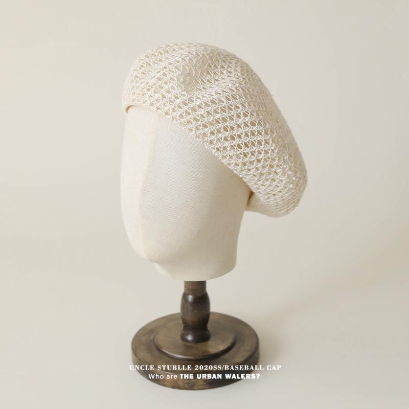 Artistic Niche Design Hollowed-out Beret for Girls - Versatile, Lightweight & Breathable Summer Painter Hat