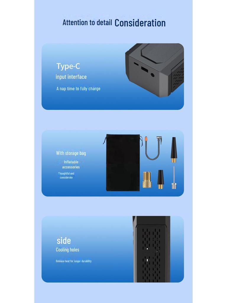 High-Power Car Jump Starter with Portable Emergency Power and Inflator