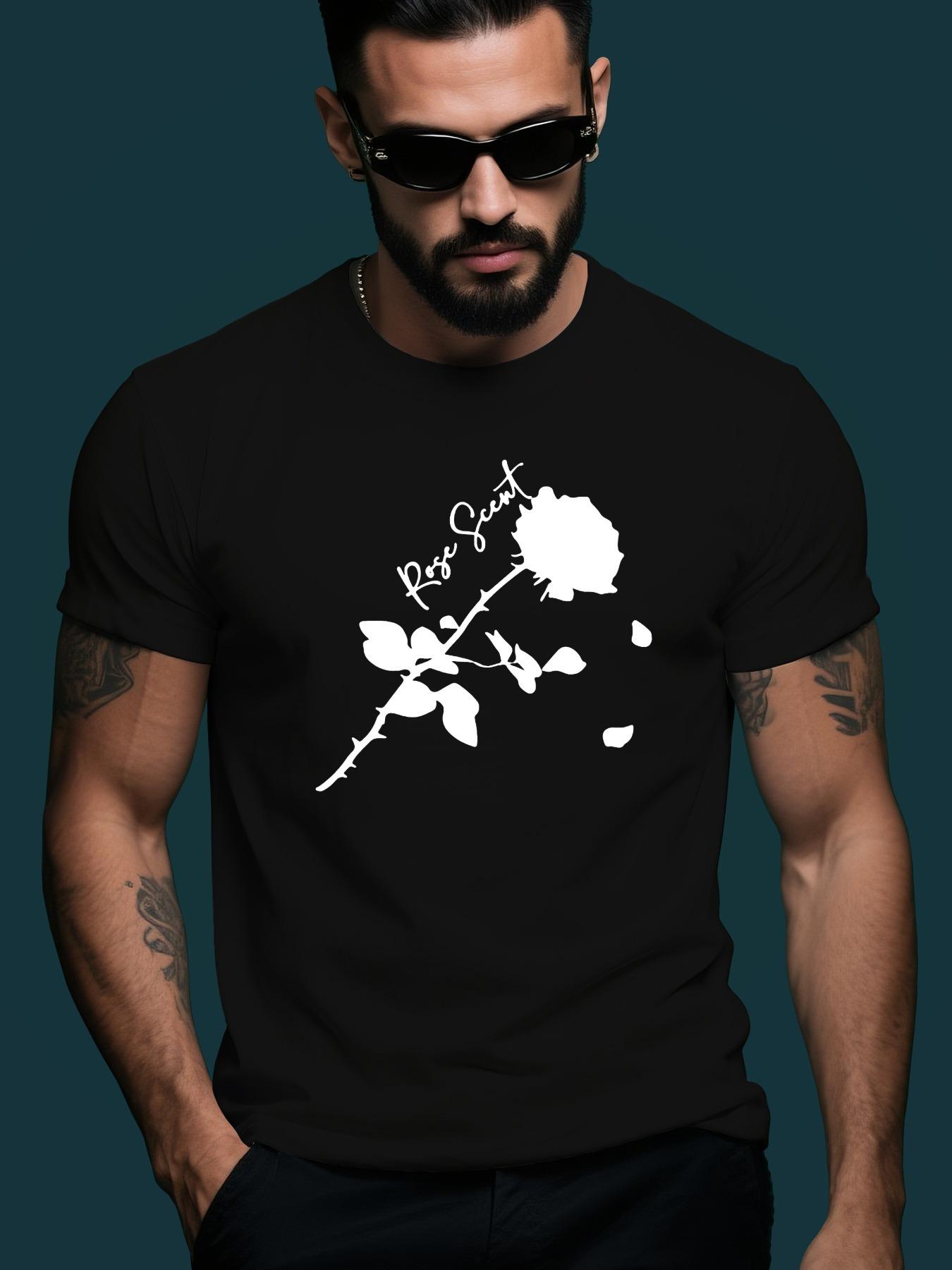 Rose Silhouette Trendy Streetwear Summer Casual Round Nec... S