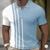 Pánská letní polo trička s límečkem, s krátkým rukávem, pulovr na knoflíky, pruhovaná - Trendy ležérní sportovní tričko