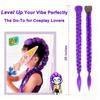Synthetic Braided Purple Hair Extensions Ponytail Costume Hairstyle Long Ponytail with Clips for Kids Girls Halloween Christmas