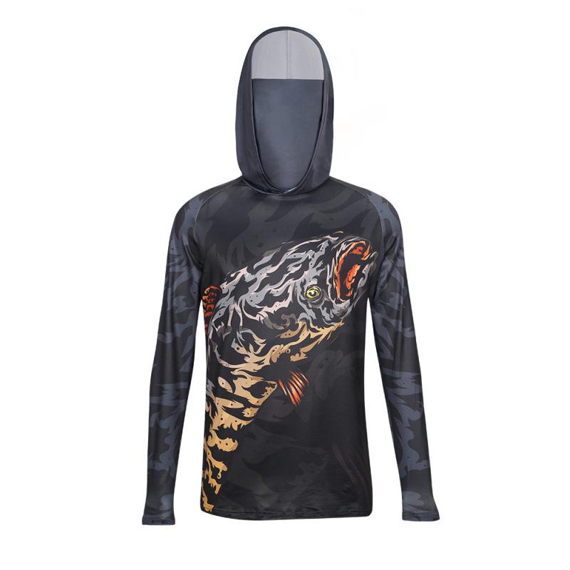 Men's Summer Quick-Dry Fishing Hoodie with UV Protection and Sunshade Mask