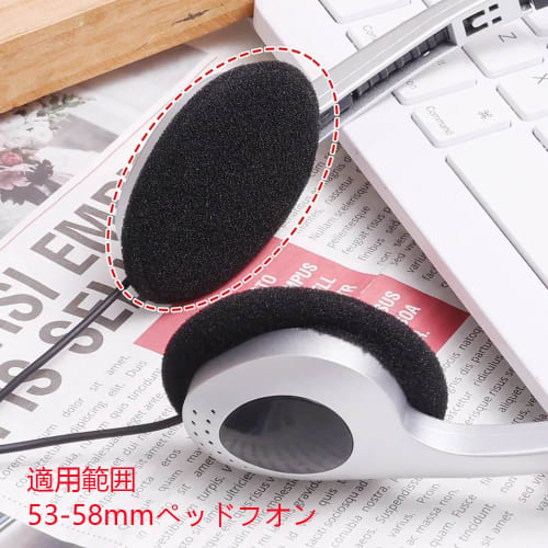 YJRUNFU Replacement Headphone Covers, Ear Pads, 55mm Diameter, Highly Elastic and Durable Sponge (4 Black Ear Cushions)