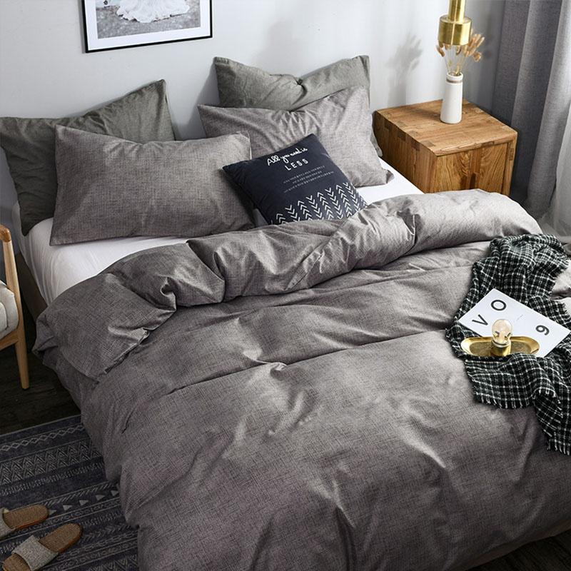 4 Colors Minimalism Bed Duvet Cover & Pillowcase Set Solid Soft Home Daily Comforter Cover Set