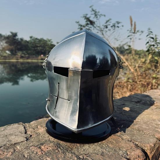 Barbuta Knight Helmet with Visor, 18G Steel Medieval Armor Home Decor