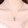 Sterling Fish Pendant Necklace Women 30pt Moissanite Charm Cross Chain Daily Wear Jewelry