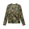 Velour Floral V-Neck Long Sleeve Plus Size Women's Top for Middle-Aged/Elderly