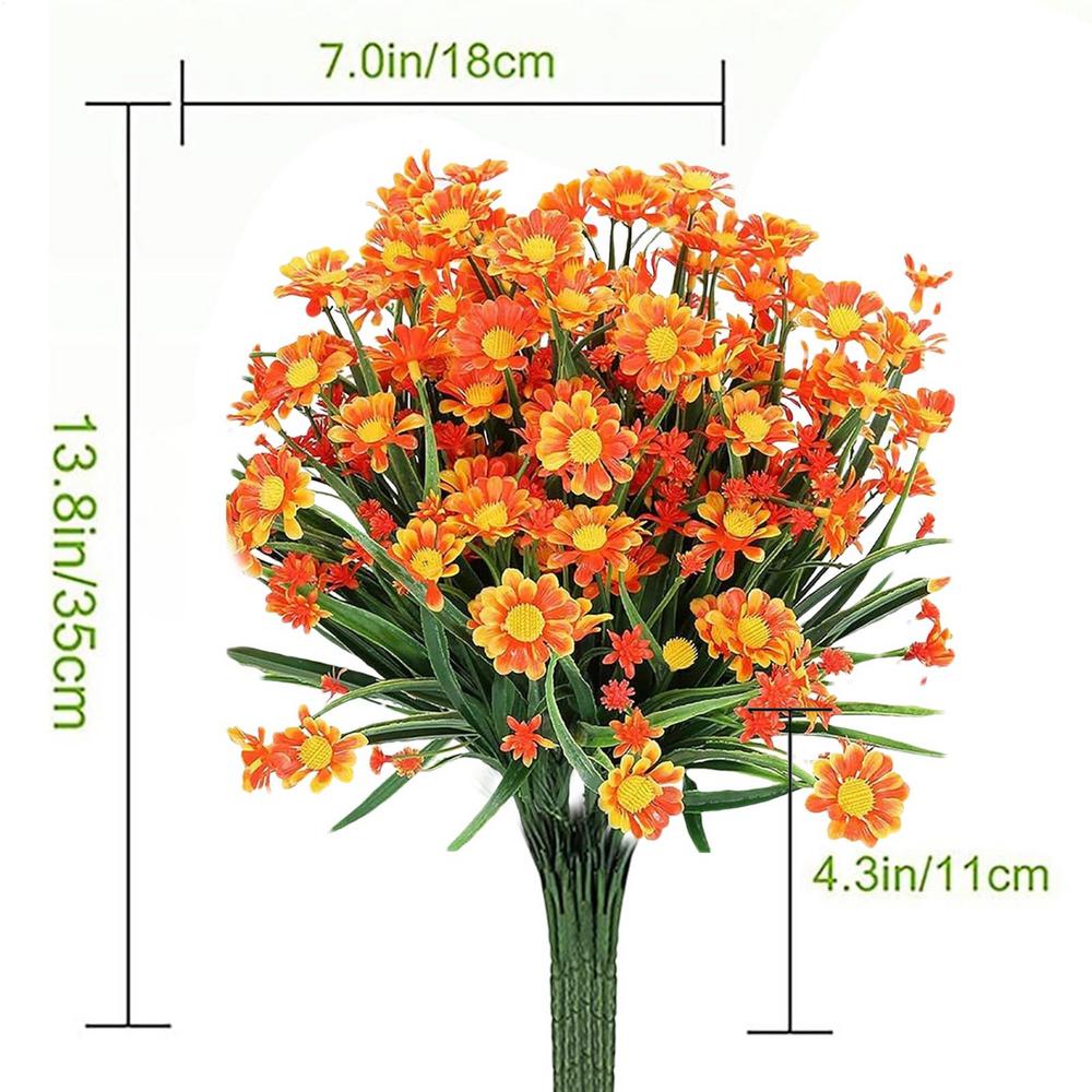 Artificial Daisies Fake Flowers UV Resistant Shrubs, Hanging Plants Garden Porch Home Wedding Farmhouse Decor Daisies Flowers