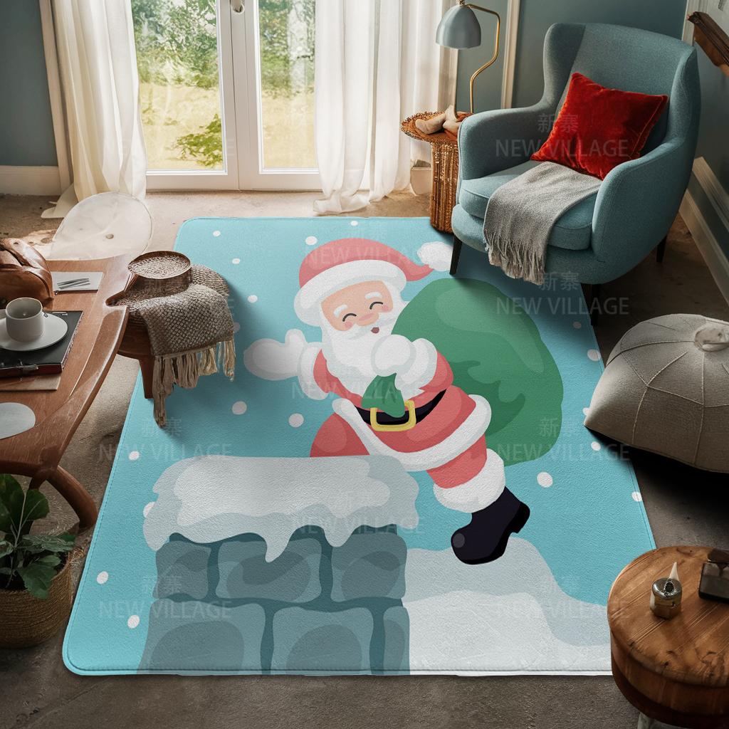 House Entrance Carpet Home Door Mat Living Room Bath Foot Bathroom Non-slip Water Absorption Rugs Bath Merry Christmas Winter
