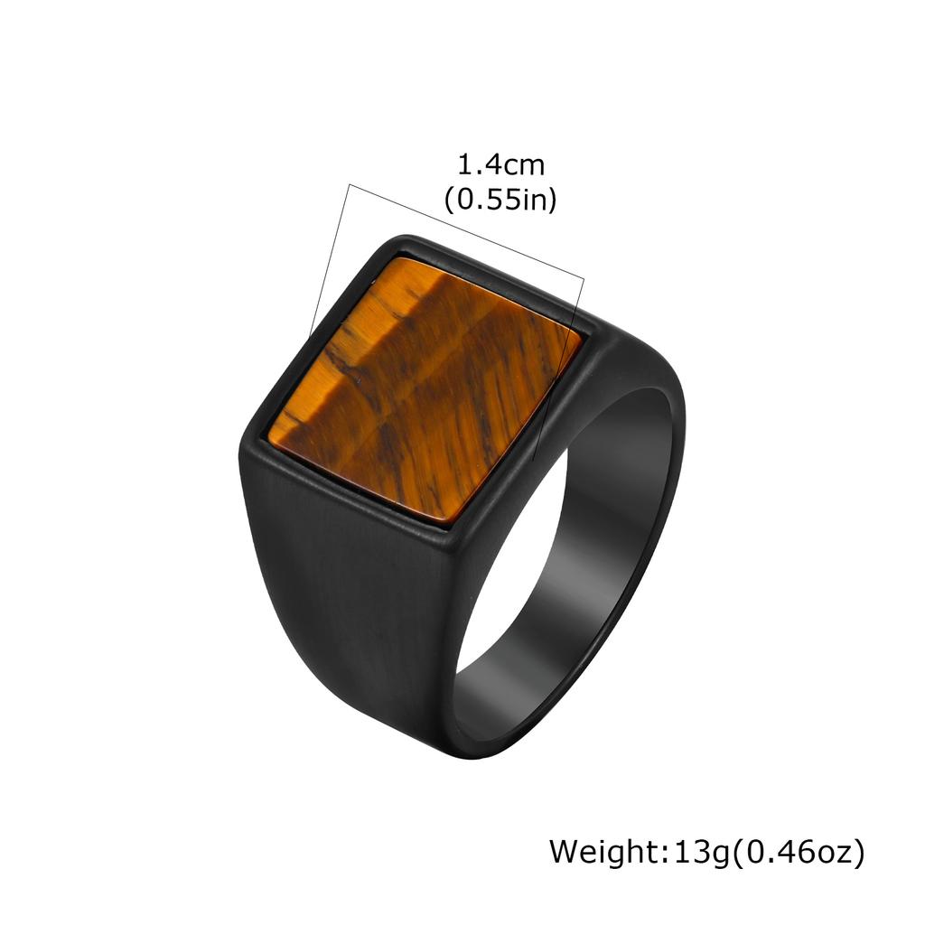 Cool Punk Vintage Prsteny z Přírodního Kamene pro Muže, Geometrické Signetní Prsteny z Nerezové Oceli, Stylové Retro Etnické Prstové Šperky Dárek