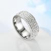 Five-Row Diamond Ring Trendy Stainless Steel Couple Rings for Men Women Versatile Fashion Jewelry