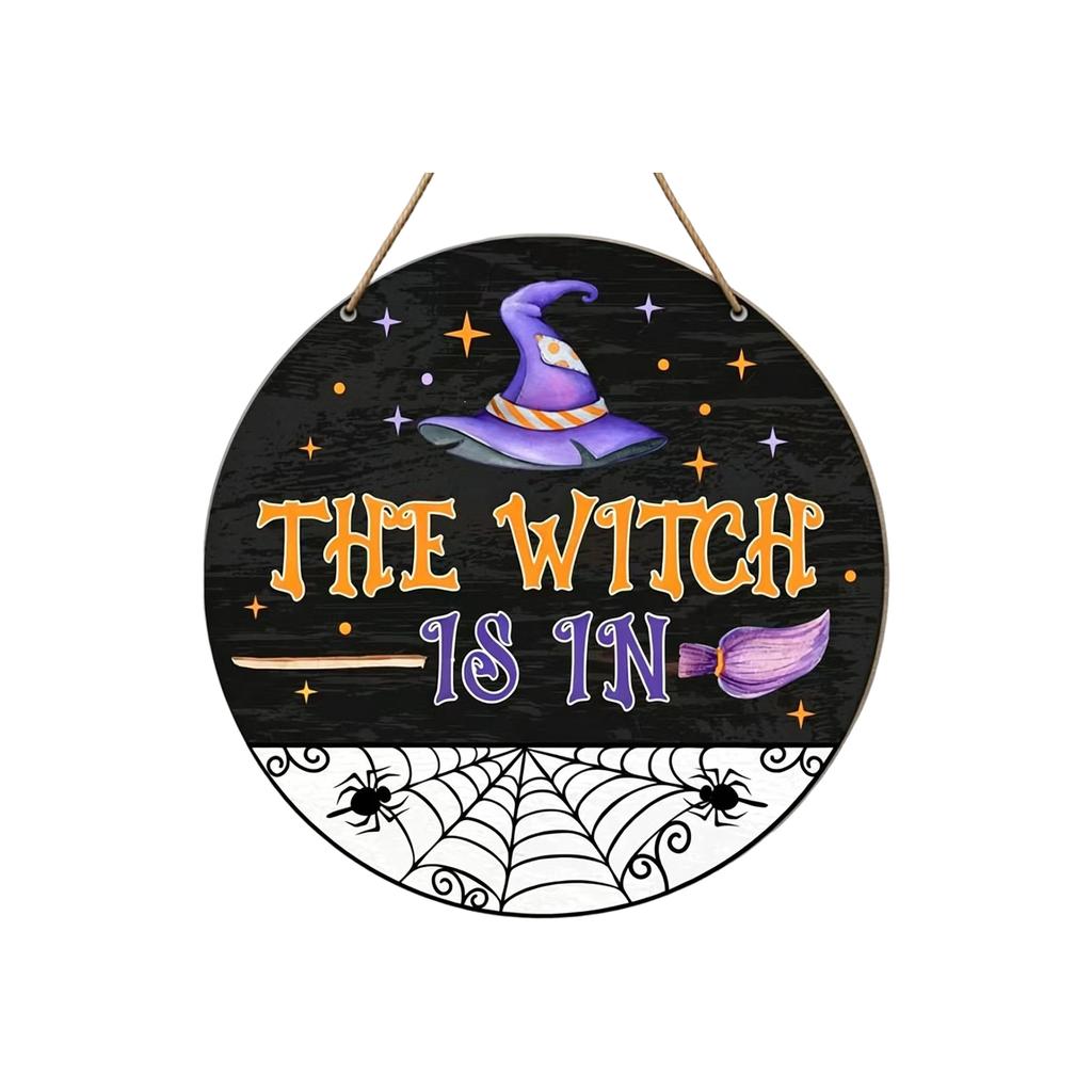 Halloween Wooden Hanging Sign for Home Yard Front Door Party Atmosphere Decoration Suitable for Indoor Outdoor Use