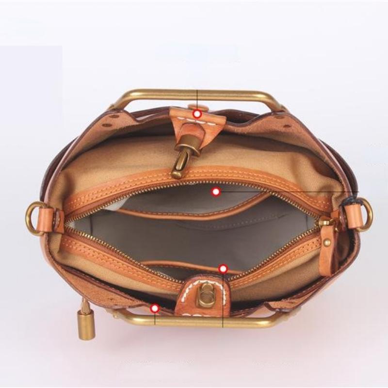 Johnature Vielseitige Handtasche aus echtem Leder, Vintage-Stil, natürliches Rindsleder, Damentasche, Freizeit, einfarbig, große Kapazität, Umhängetaschen