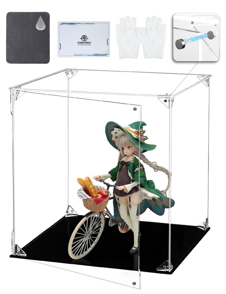COOLTAKU Figure UV Magnetic Magnetic Front Collection More Assembled Acrylic Display Stain Cleaning Cloth Figure Storage 30 x Depth 30 x Height Black