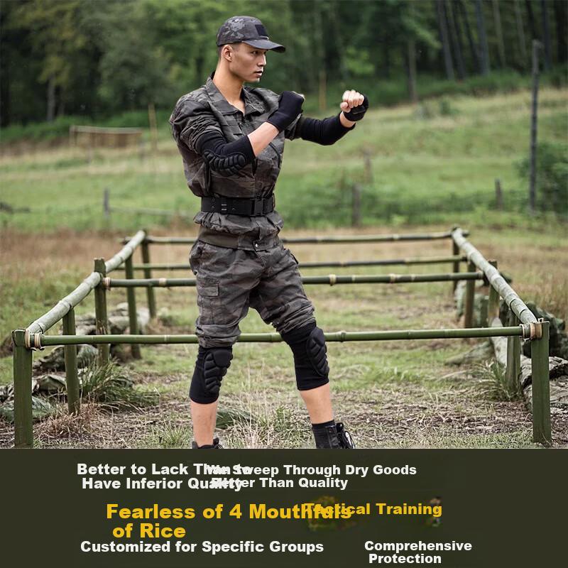 Ousen Tactical Knee And Elbow Pads, Crawling Training Set, Thickened Breathable Anti-Collision Sports Protective Gear, Fall Prevention Equipment