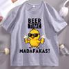 Beer Time Madafakas Tshirts Fun Chick Mascot Holding Two Beers TShirts Party Decor Tshirt Men Women Summer Drink Tee Shirts