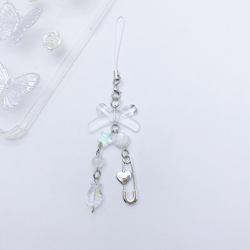 Crystal Beads Five-Pointed Star Hang Tags New Year Jewelry Making Tassels Shell Flower Pendant for Keychain Crafts
