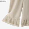 ZANZEA Women Casual Elastic Waist Loose Lace Splice Pants