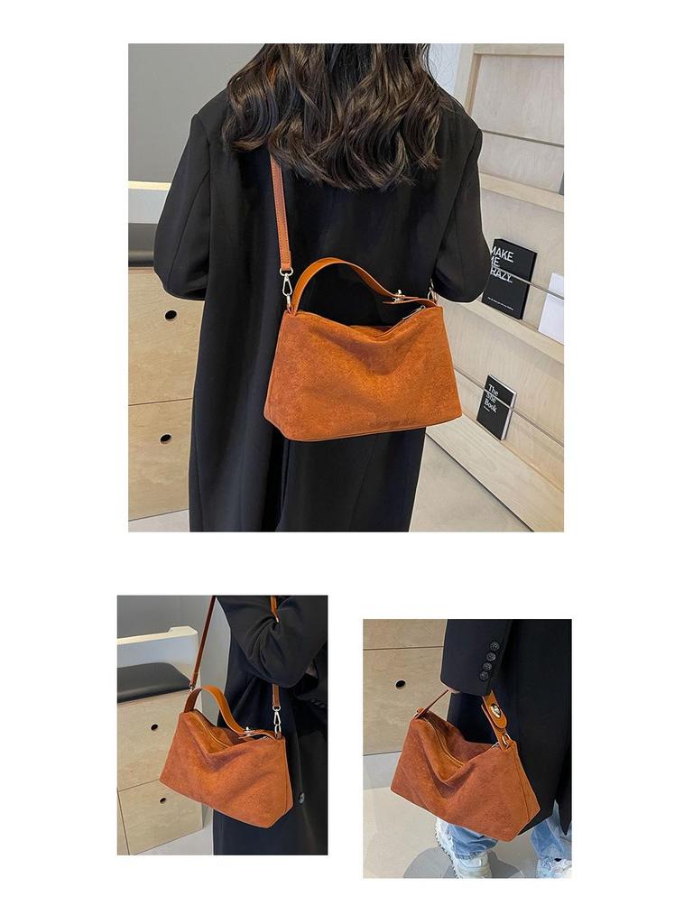 Versatile Suede Pillow Bag - Autumn/Winter 2025 Large Capacity Women's Tote & Crossbody Handbag