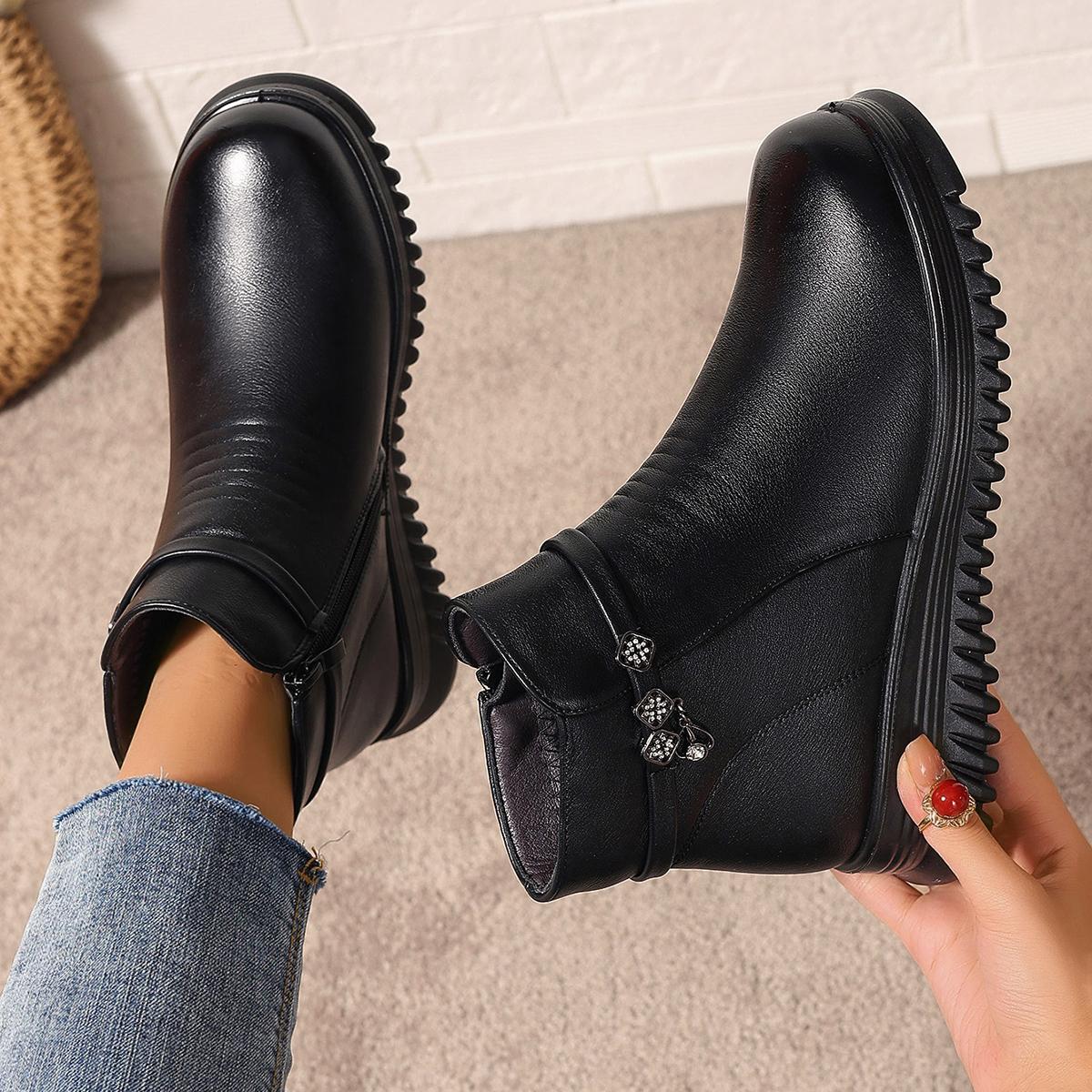 

Мода 2024 Женские Осенне-Зимние Тренд Повседневные Ботильоны на Платформе Женские Уличные Удобные Модные Теплые Ботинки на Молнии Обувь для Женщин 36 чёрный