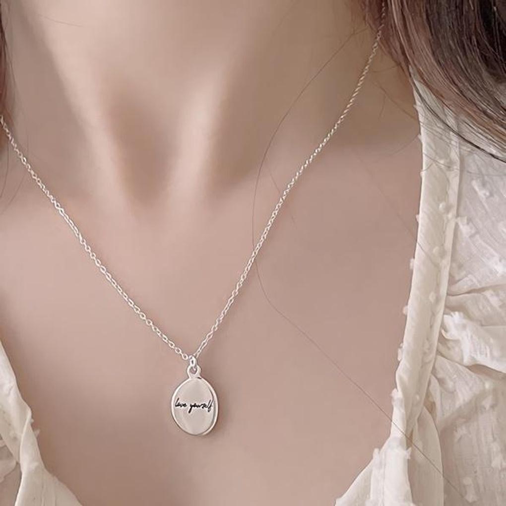 Women's Surgical Steel White Silver Lettering Necklace