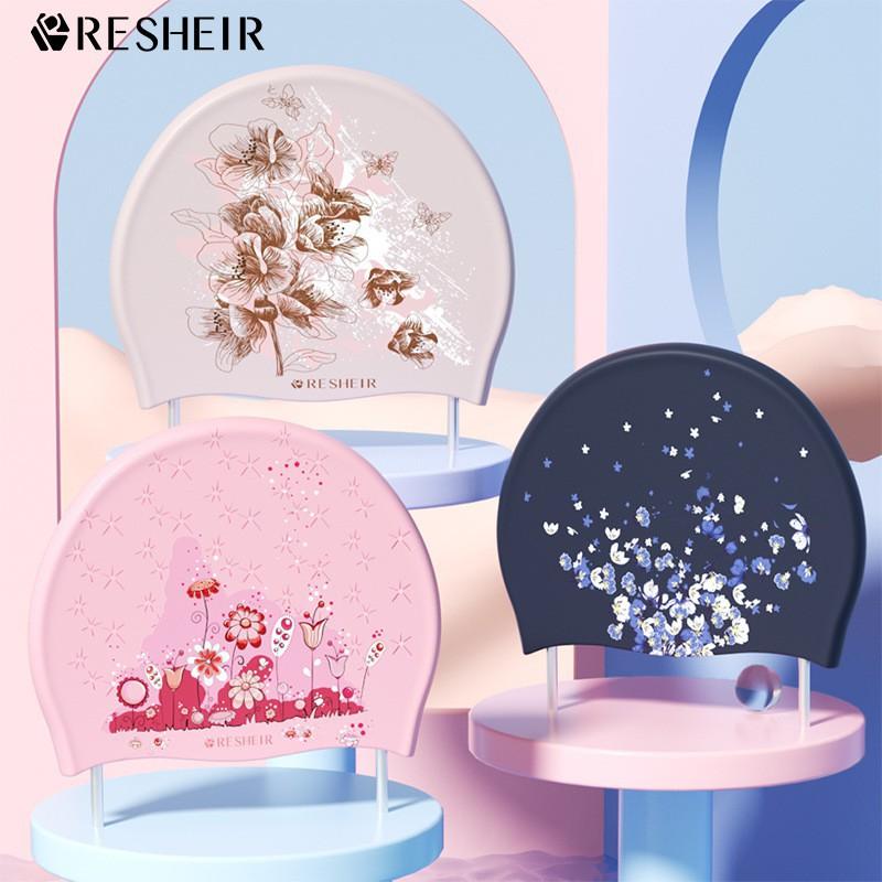 Swimming Cap Women Adult Waterproof Comfortable Enlarged Head Korean Fashion Printed Silicone