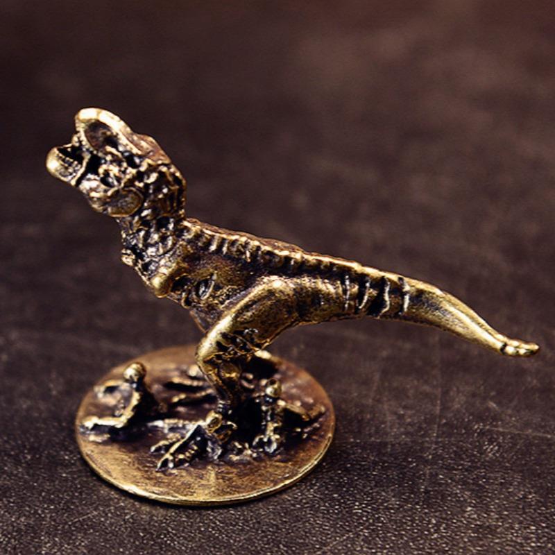 Solid Brass Dinosaur Desktop Tea Pet Office Desk Ornament Creative Dinosaur World Model Craft Mini Ornament