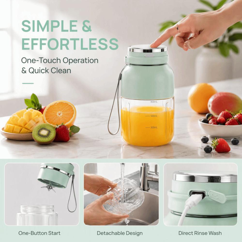 Sharp Stainless Steel Blades Personal Fruit Blender Wireless Design Fresh Juice Maker  On-the-Go