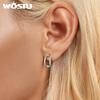 WOSTU 925 Sterling Silver AAA Zircon Wedding Earrings For Women Double-layered Stud Earrings Hoop Ear Buckles Party Jewelry Gift