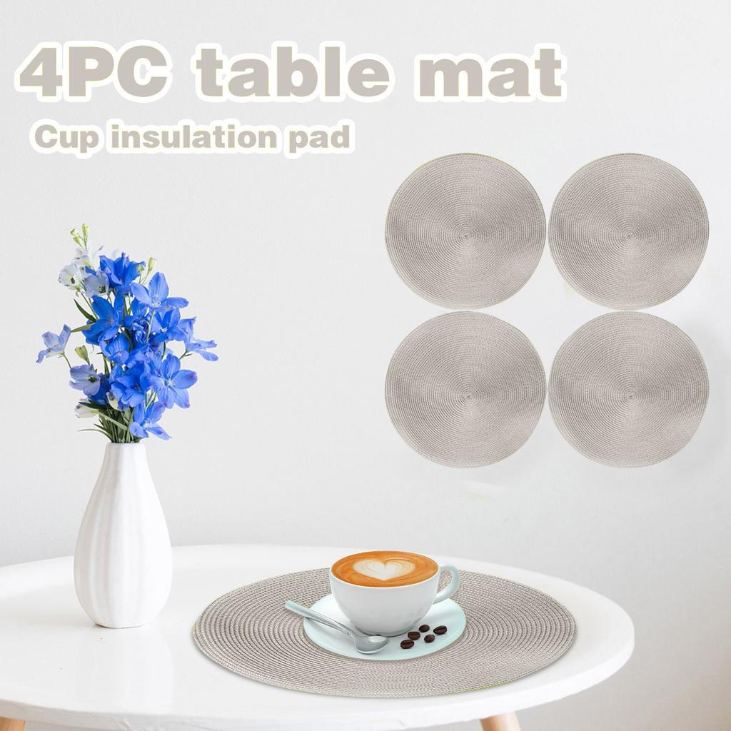 38 cm Geschirr Tischset Rutschfeste Isoliermatte Rundes gewebtes Tischset 4St